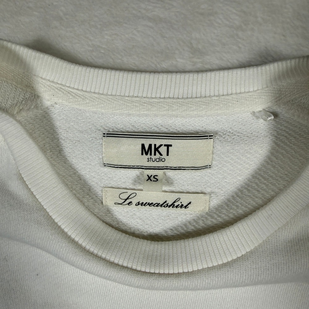 MKT Studio White Lightning Bolt Patch Sweatshirt S Le Sweatshirt - Picture 3 of 6